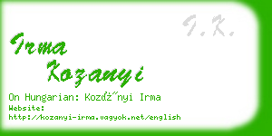 irma kozanyi business card